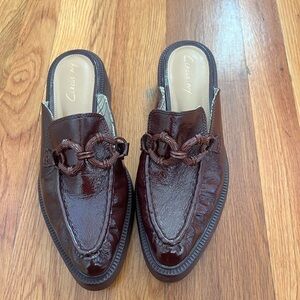 Brown/burgundy woman’s Loafers worn once. Paten leather